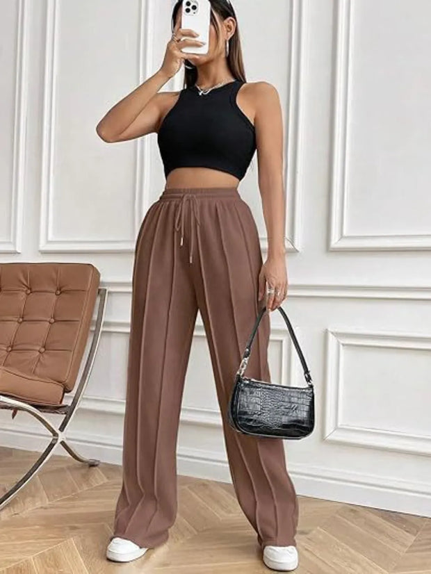 Drawstring Wide Leg Pants with Pockets www.nizzadesign.com