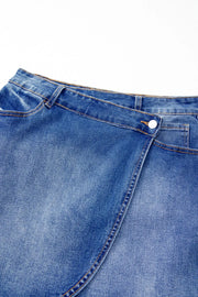 Wrapped Crossed Waist Denim Mini Skirt www.nizzadesign.com