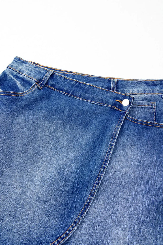 Wrapped Crossed Waist Denim Mini Skirt www.nizzadesign.com