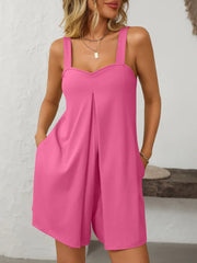 Mandy Sweetheart Neck Wide Strap Romper with Pockets www.nizzadesign.com