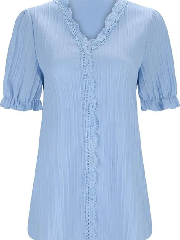 Full Size Lace Detail V-Neck Blouse Plus Size www.nizzadesign.com