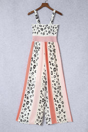 Leopard Color Block Smocked Jumpsuit www.nizzadesign.com