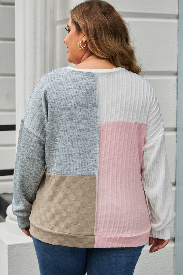 Plus Size Long Sleeve Color Block Top www.nizzadesign.com
