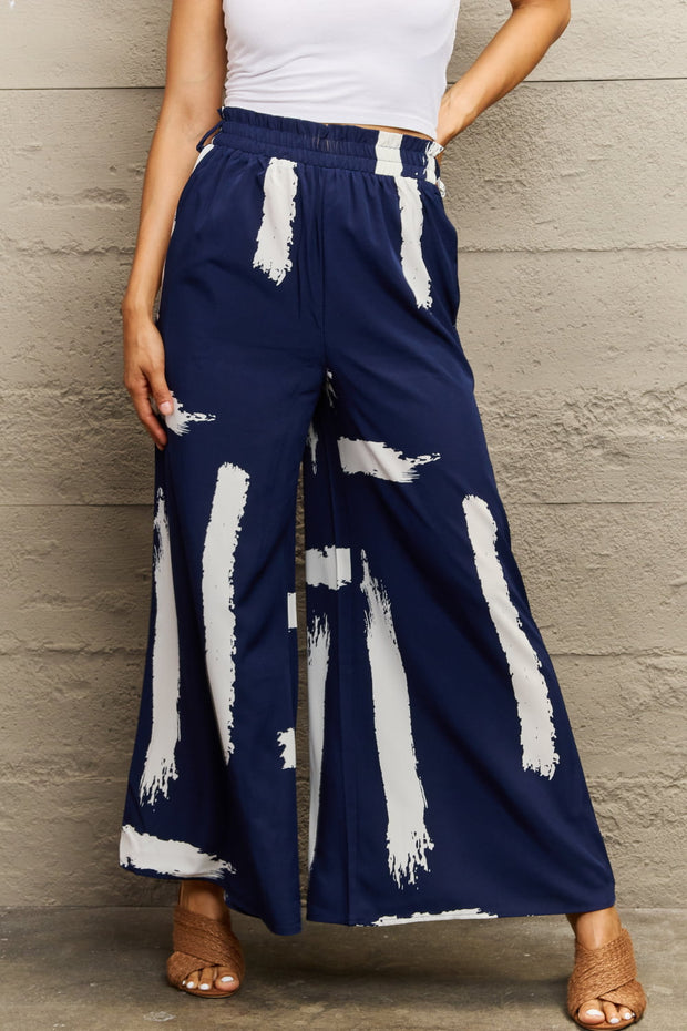 Perfee Printed Wide Leg Long Pants www.nizzadesign.com