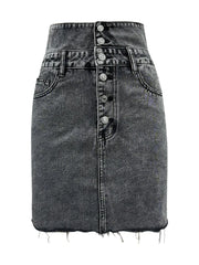 Raw Hem High Waist Denim Skirt www.nizzadesign.com