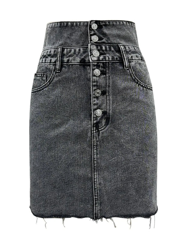 Raw Hem High Waist Denim Skirt www.nizzadesign.com