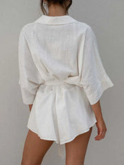 Collared Neck Half Sleeve Romper www.nizzadesign.com