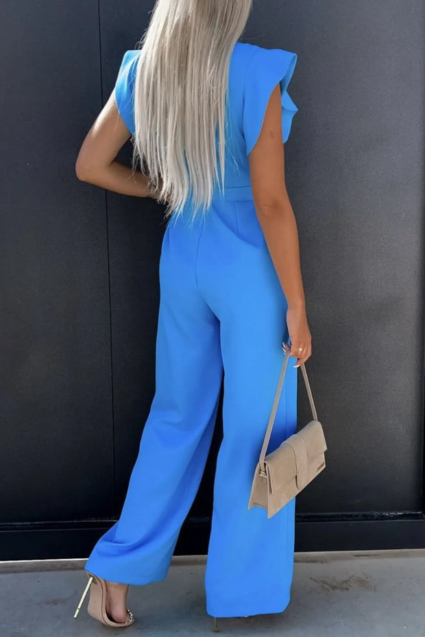 Round Neck Cap Sleeve Jumpsuit www.nizzadesign.com