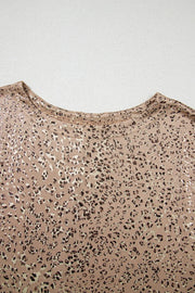 Parchment Shimmer Leopard Print Dolman Sleeve T Shirt www.nizzadesign.com
