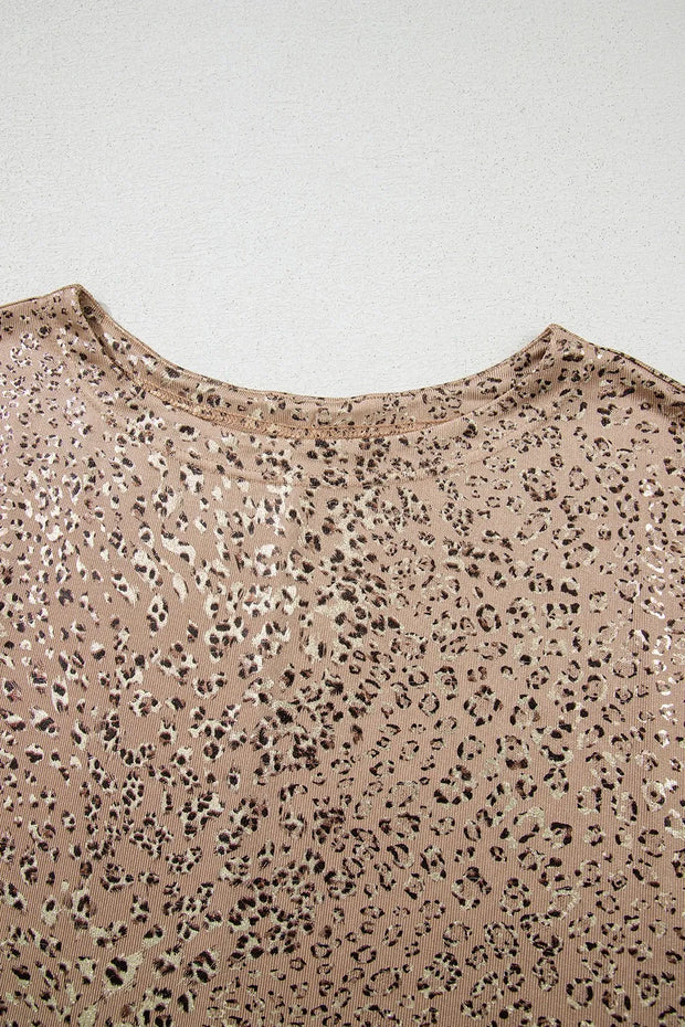 Parchment Shimmer Leopard Print Dolman Sleeve T Shirt www.nizzadesign.com