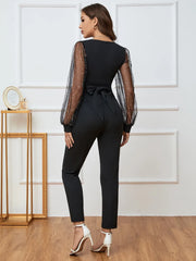 Plunge Long Sleeve Jumpsuit www.nizzadesign.com