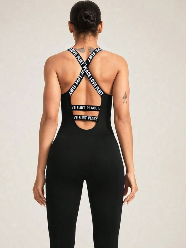 Crisscross Back Sleeveless Active Jumpsuit www.nizzadesign.com