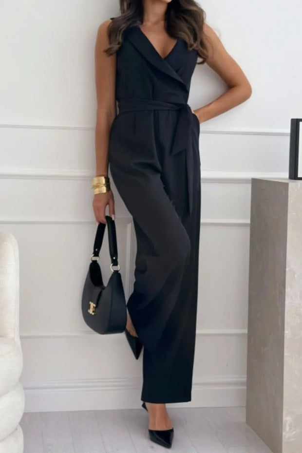Surplice Sleeveless Wide Leg Jumpsuit www.nizzadesign.com