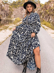 Plus Size Long Sleeve Maxi Dress Dark Navy www.nizzadesign.com