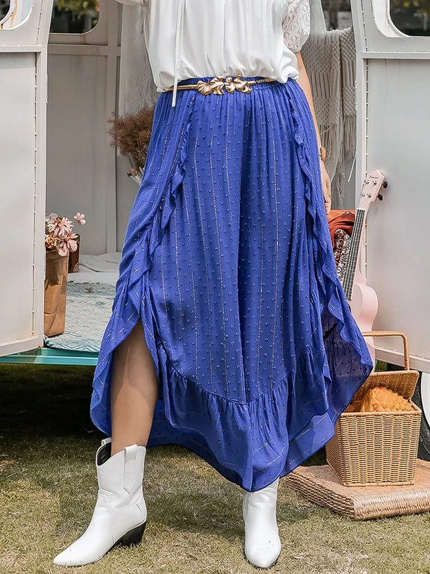 Plus Size Swiss Dot Ruffled Wide Leg Pants www.nizzadesign.com
