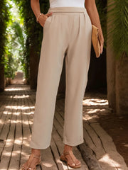 Perfee Ruched Half Elastic Waist Pants www.nizzadesign.com