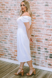 Off-Shoulder Short Sleeve Split Dress www.nizzadesign.com