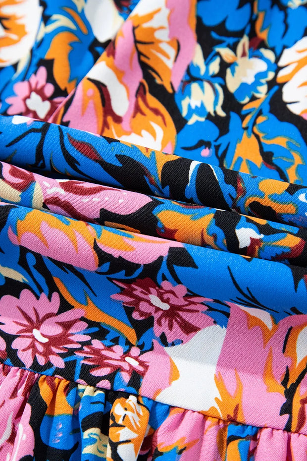 Floral Smocked Spaghetti Straps Wide Leg Jumpsuit www.nizzadesign.com