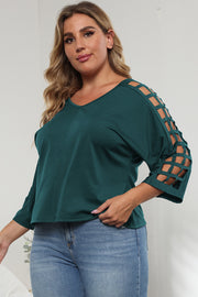 3/4 Sleeve Cutout Detail Top www.nizzadesign.com