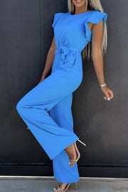 Round Neck Cap Sleeve Jumpsuit www.nizzadesign.com