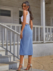 Button Down Denim Skirt www.nizzadesign.com