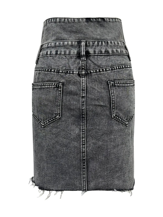 Raw Hem High Waist Denim Skirt www.nizzadesign.com