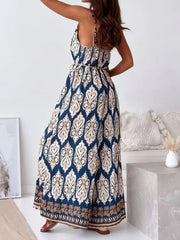Printed V-Neck Wide Leg Jumpsuit www.nizzadesign.com