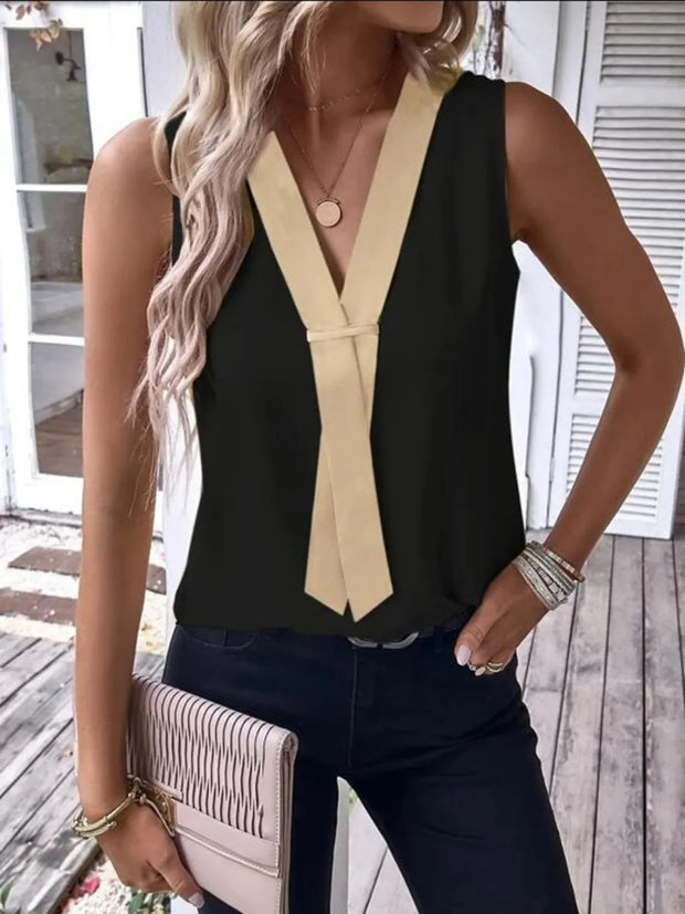 Full Size V-Neck Contrast Tank Plus Size www.nizzadesign.com
