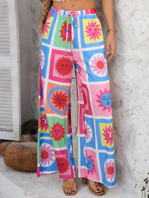 Devine Drawstring Printed Wide Leg Pants www.nizzadesign.com