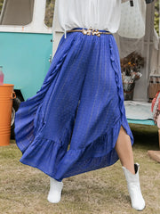 Plus Size Swiss Dot Ruffled Wide Leg Pants www.nizzadesign.com