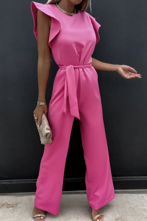Round Neck Cap Sleeve Jumpsuit www.nizzadesign.com