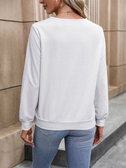 Perfee V-Neck Long Sleeve Blouse www.nizzadesign.com