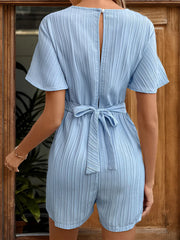 Perfee Tied V-Neck Short Sleeve Romper www.nizzadesign.com
