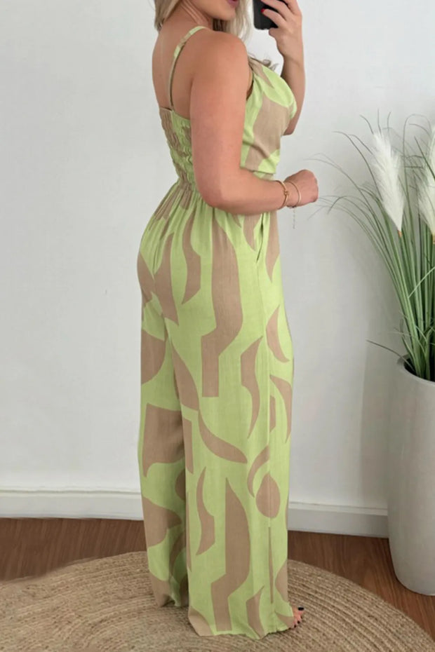 Two-Tone Spaghetti Strap Wide Leg Jumpsuit www.nizzadesign.com