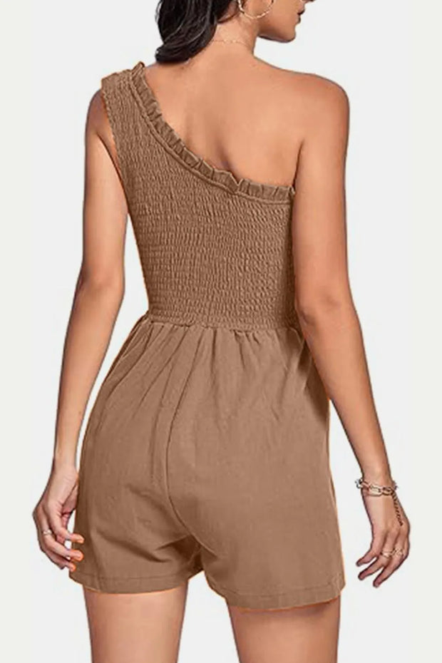Smocked Single Shoulder Romper www.nizzadesign.com