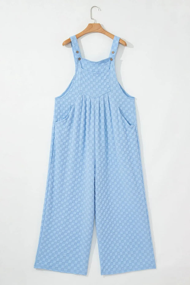 Checkered Pocketed Wide Leg Overalls www.nizzadesign.com
