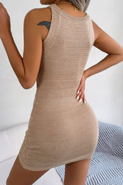 Decorative Button Sleeveless Cable-Knit Dress www.nizzadesign.com