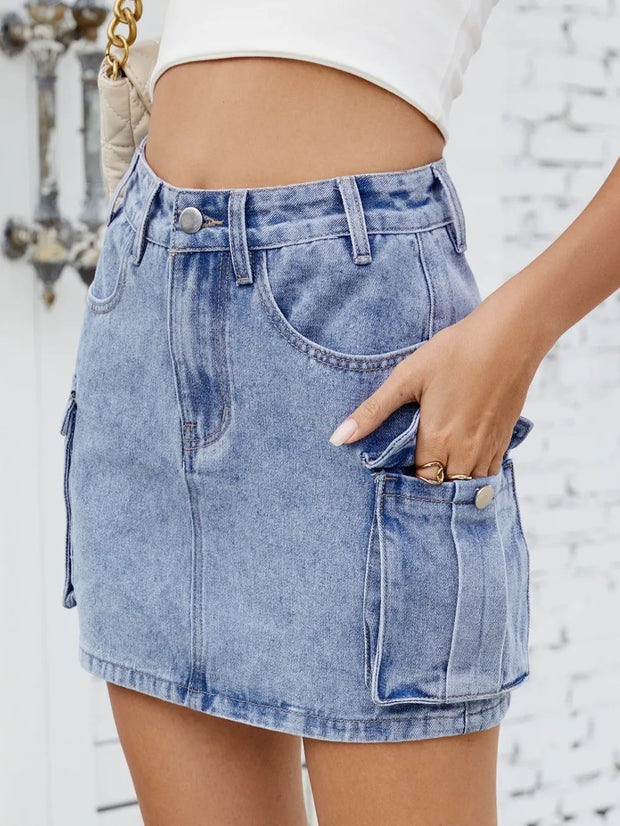 Cargo Denim Skirt Medium www.nizzadesign.com