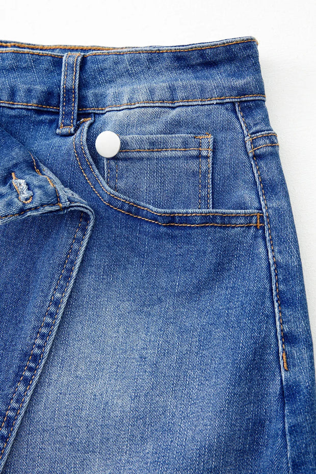 Wrapped Crossed Waist Denim Mini Skirt www.nizzadesign.com