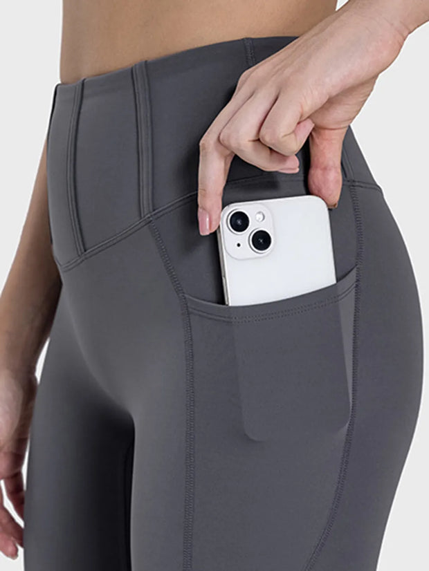 Millennia Pocketed High Waist Active Leggings Dark Gray www.nizzadesign.com