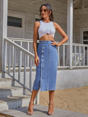 Button Down Denim Skirt www.nizzadesign.com