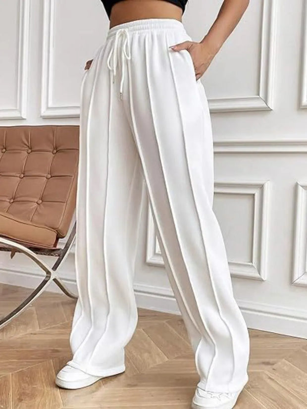 Drawstring Wide Leg Pants with Pockets www.nizzadesign.com