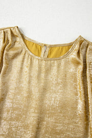 Metallic Gold Short Sleeve Casual Blouse www.nizzadesign.com