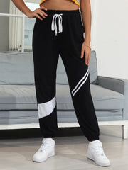 Drawstring Contrast Joggers with Pockets www.nizzadesign.com