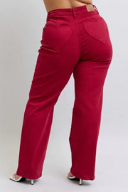 Judy Blue Full Size High Waist Heart Shaped Back Pockets 90's Straight Jeans Plus Size www.nizzadesign.com