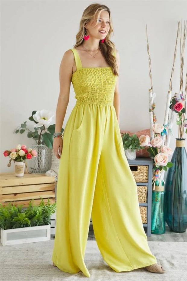 ADORA Smocking Top Wide Leg Jumpsuit YELLOW www.nizzadesign.com