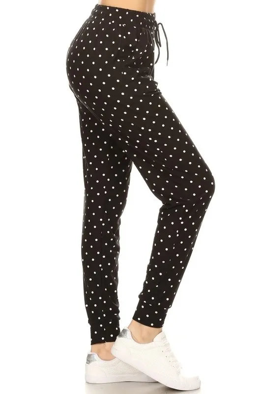 Leggings Depot Full Size Buttery Soft Polka Dot Joggers with Drawstring Plus Size www.nizzadesign.com