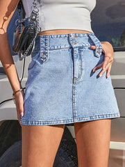 Pocketed High Waist Denim Skirt www.nizzadesign.com