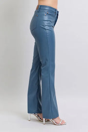 Judy Blue Full Size High Waist Tummy Control Faux Leather Bootcut Pants Plus Size www.nizzadesign.com