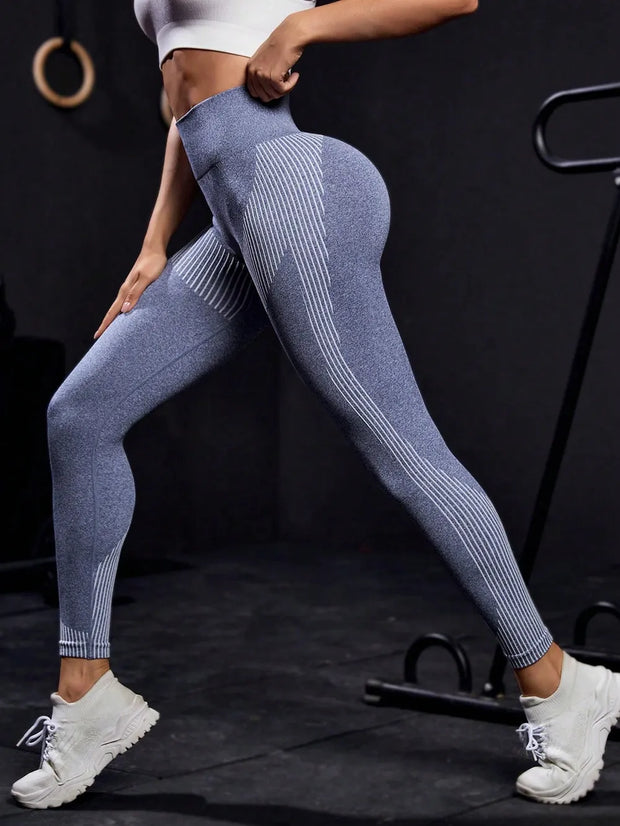 Striped High Waist Active Pants www.nizzadesign.com